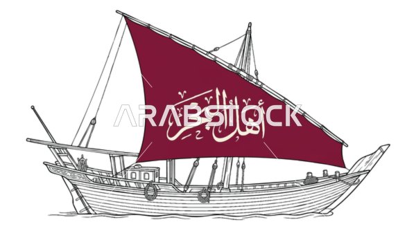 Traditional Arabian Dhow Sailing Boat Vector Graphic