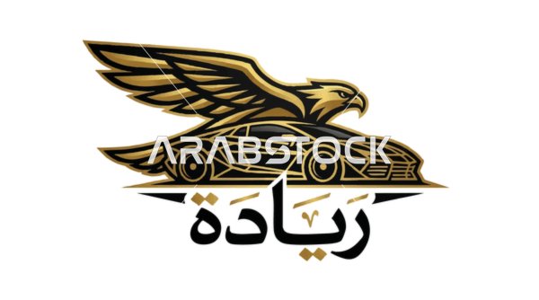 شعار صقر ذهبي مع سيارة رياضية وكلمة ريادة فيكتور