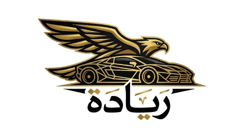 شعار صقر ذهبي مع سيارة رياضية وكلمة ريادة فيكتور