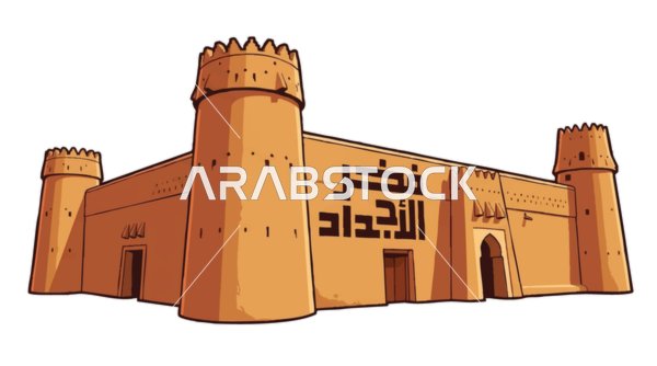 Saudi Mud Fort Heritage Vector Illustration Design