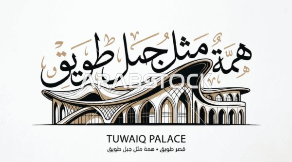 Tuwaiq Palace Riyadh Vector Illustration Calligraphy