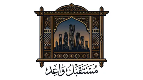 Riyadh Skyline KAFD in Traditional Islamic Frame Vector