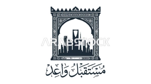Riyadh Skyline Silhouette in Traditional Arch Vector