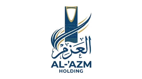 شعار العزم القابضة فيكتور مع برج المملكة الرياض