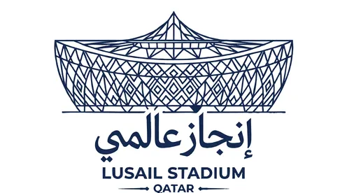 Lusail Stadium Qatar Vector Logo Line Art Illustration