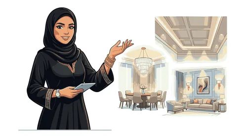 Arab Female Interior Designer Vector Illustration