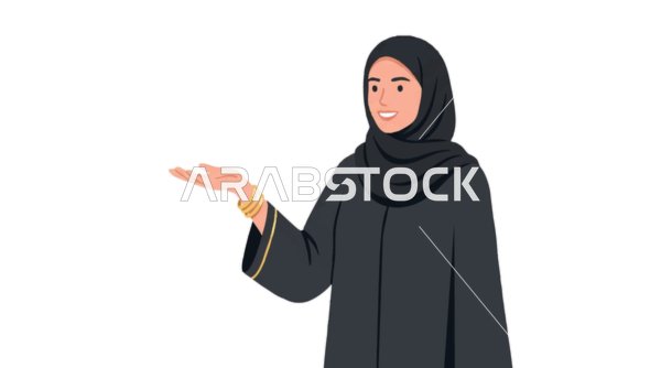 امرأة عربية بالحجاب والعباءة ناقلات التوضيح