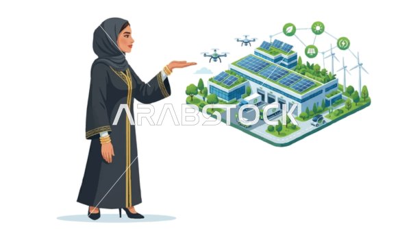 امرأة عربية تقدم نموذج مصنع ذكي ومستدام صديق للبيئة