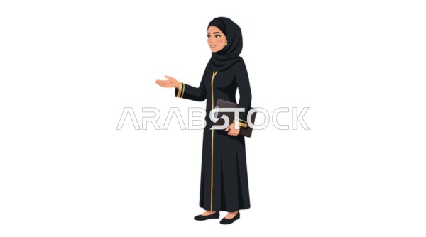 Professional Arab Businesswoman Vector Character Presentation