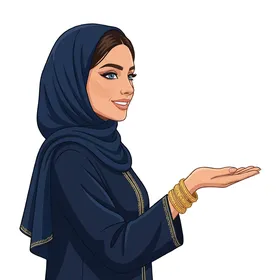 Arab Woman in Hijab and Abaya Vector Illustration