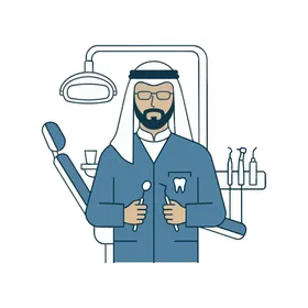 طبيب أسنان عربي محترف مستعد لتقديم رعاية أسنان متخصصة وخدمات صحة الفم
