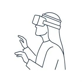 Emirati Man Immersed in Virtual Reality Technology, Exploring Digital Worlds with Futuristic Goggles