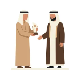 Arab Men Award Ceremony Minimalist Vector Illustration