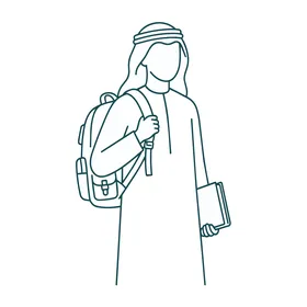 Saudi Student Wearing Thobe with Backpack Vector Illustration
