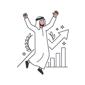 Arab Businessman Celebrating Success Vector Graphic