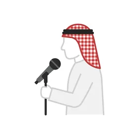أيقونة رسم توضيحي متجهي لرجل عربي يتحدث في ميكروفون