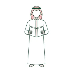 Saudi Man Holding Book Vector Illustration
