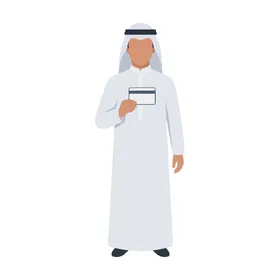 Saudi Arab Man Holding Credit Card Vector Graphic