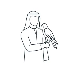 Traditional Arab Man Holding a Falcon, Symbolizing Heritage and Culture