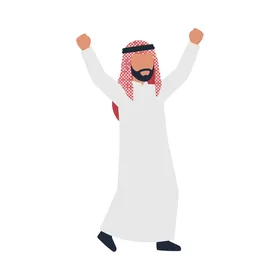Arab Man Celebrating Success Flat Vector Illustration