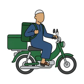 Delivery Rider on Motorcycle with Insulated Box, Offering Fast and Reliable Service