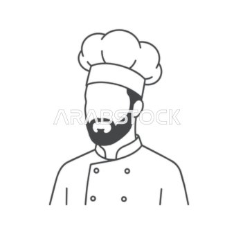 أيقونة فيكتور رسم خطي لطاهي محترف بتصميم بسيط وشعار مطعم