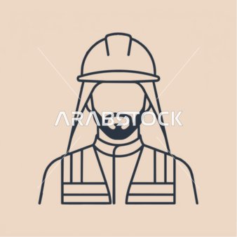 أيقونة مهندس وعامل بناء عربي بخوذة السلامة
