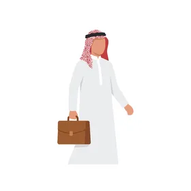 Professional Arab Businessman Walking with Briefcase, Representing Business and Success in the Middle East