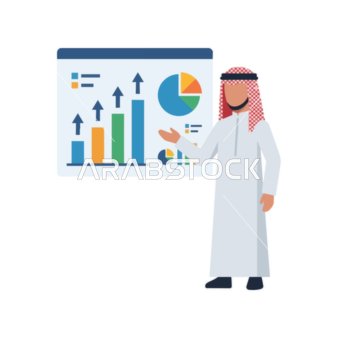 Saudi Businessman Presenting Financial Growth Chart
