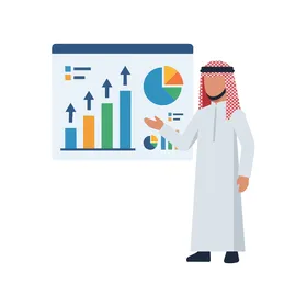 Saudi Businessman Presenting Financial Growth Chart