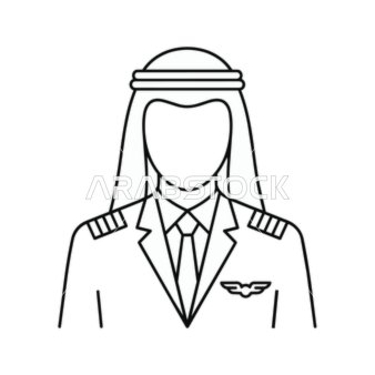 طيار عربي محترف بزي رسمي وشارة أجنحة الطيار