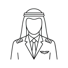 طيار عربي محترف بزي رسمي وشارة أجنحة الطيار