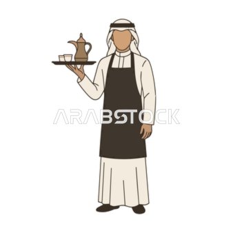 رجل عربي يقدم القهوة التقليدية بكرم وضيافة عربية أصيلة