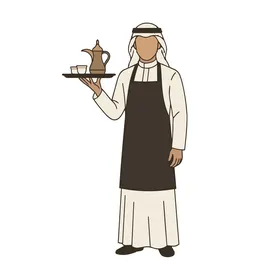Arabian Man Serving Traditional Coffee with Hospitality and Cultural Grace