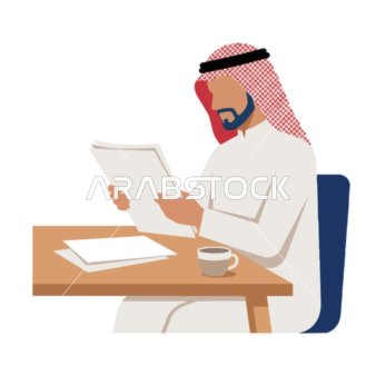 رسم توضيحي لرجل أعمال سعودي يقرأ مستندات