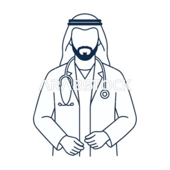 Arab Doctor Vector Icon in Minimalist Line Art Style