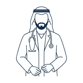 Arab Doctor Vector Icon in Minimalist Line Art Style