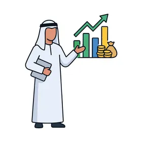Arab Businessman Financial Growth Chart Vector Icon