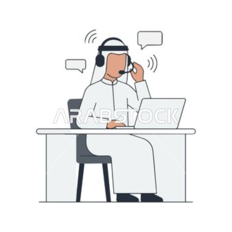 Saudi Call Center Agent Vector Illustration Design
