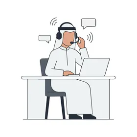 رسم توضيحي لموظف خدمة عملاء سعودي في مركز اتصال