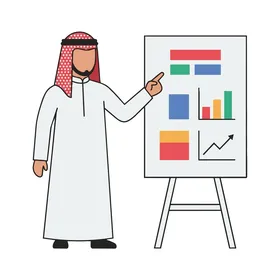Arab Businessman Presentation Whiteboard Vector Illustration