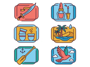 Middle Eastern Cultural Line Art Vector Icons