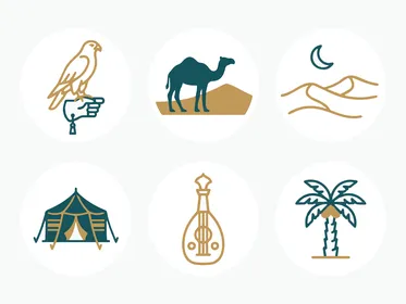 Arabic Culture Minimalist Vector Icons Set