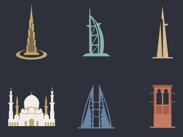 Middle East Landmarks Vector Icons Minimalist Design