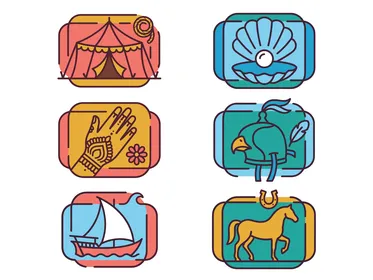 Traditional Arabian Heritage Vector Icons Design