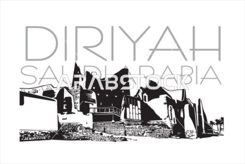 رسم توضيحي فيكتور لمعالم الدرعية التاريخية السعودية
