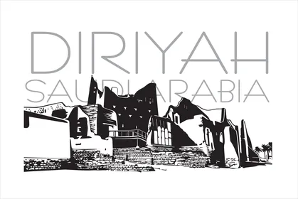 رسم توضيحي فيكتور لمعالم الدرعية التاريخية السعودية