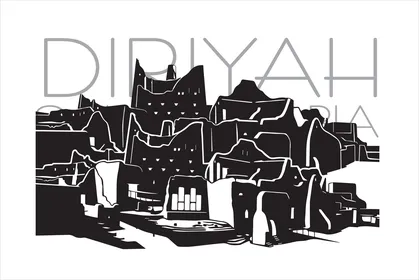 رسومات فيكتور لحي الطريف التاريخي بالدرعية السعودية