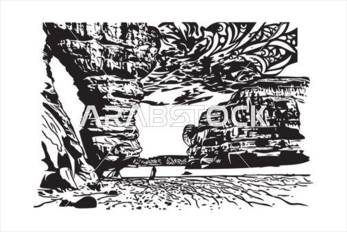 Elephant Rock Alula Saudi Arabia Vector Illustration