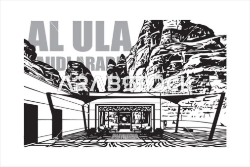 Al Ula Saudi Arabia Desert Resort Vector Illustration